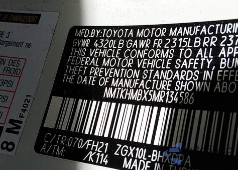 2021 Toyota C-Hr Le from USA, damaged, VIN NMTKHMBX5MR134586